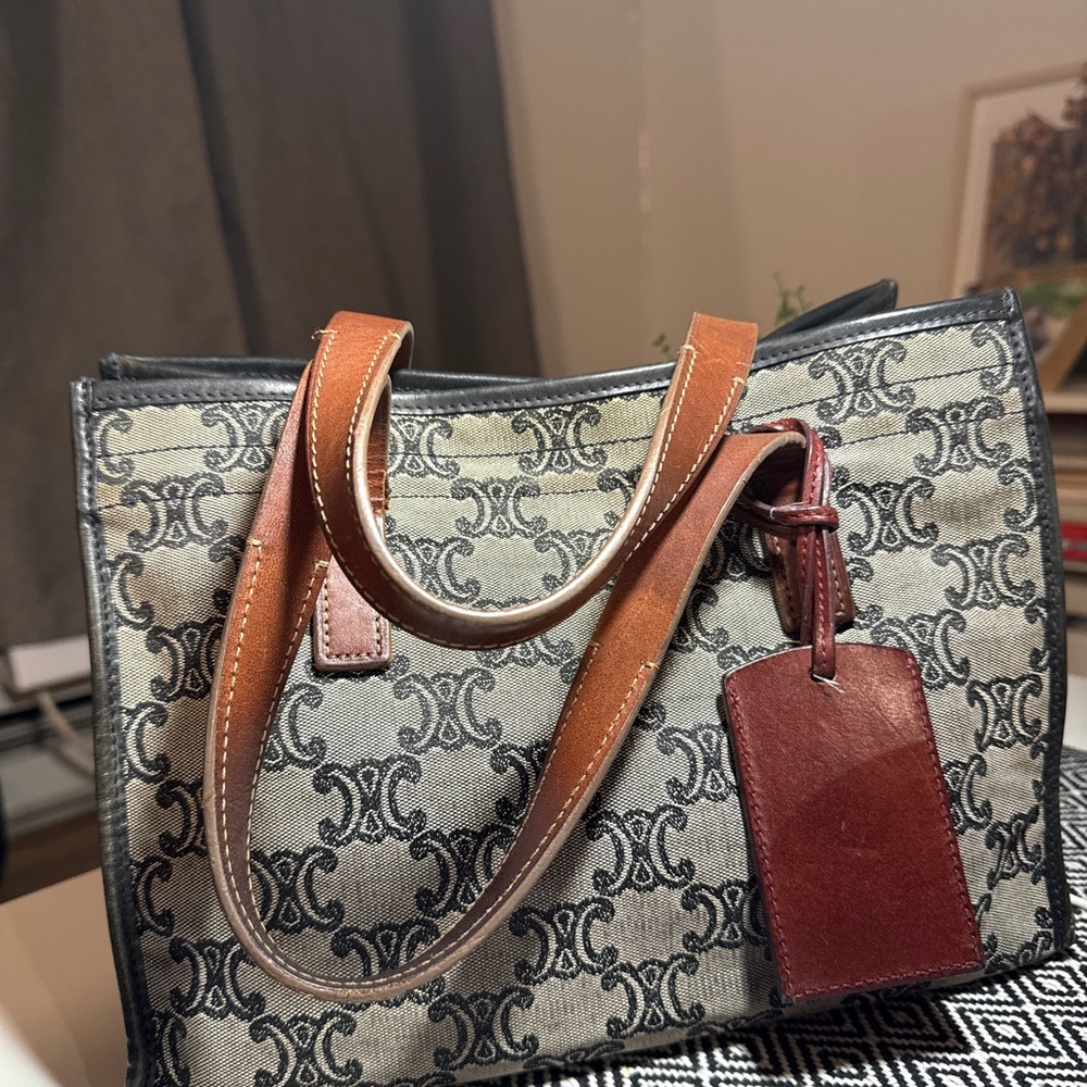 Celine Black Macadam Jacquard Tote Bag